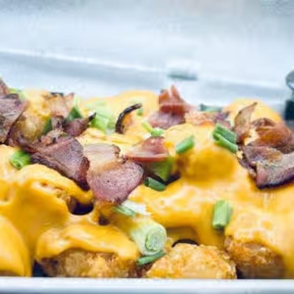Endzone Bar & Grill's loaded tater tots with melted cheese, bacon, and green onions.