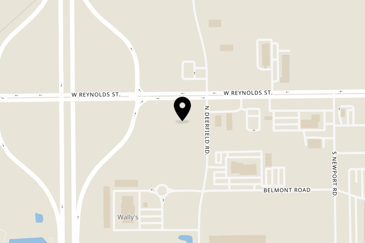 Map showing the location of Endzone Bar & Grill on 603 S Deerfield Rd in Pontiac
